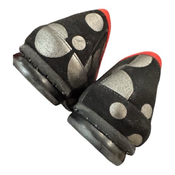 THIERRY RABOTIN black suede leather, silver polka dots, red trim size 38 EU - Picture 5 of 11